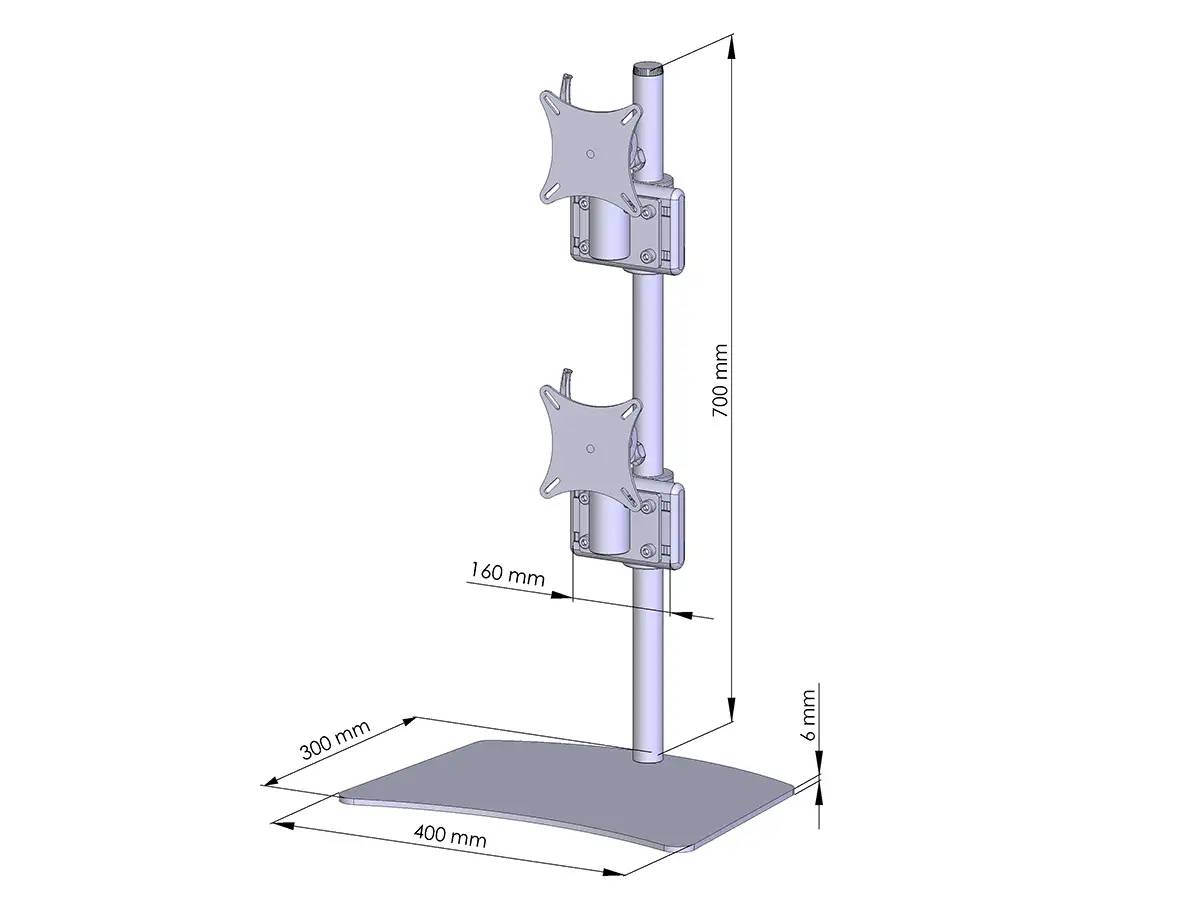 Flat-System Monitorhalter für 2 Monitore mit Tisch-Stand-Fuß 1+1 - 17''-24''
