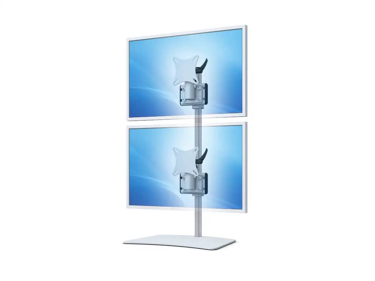 Flat-System Monitorhalter für 2 Bildschirme mit Tisch-Stand-Fuß 1+1 - 25''-32''
