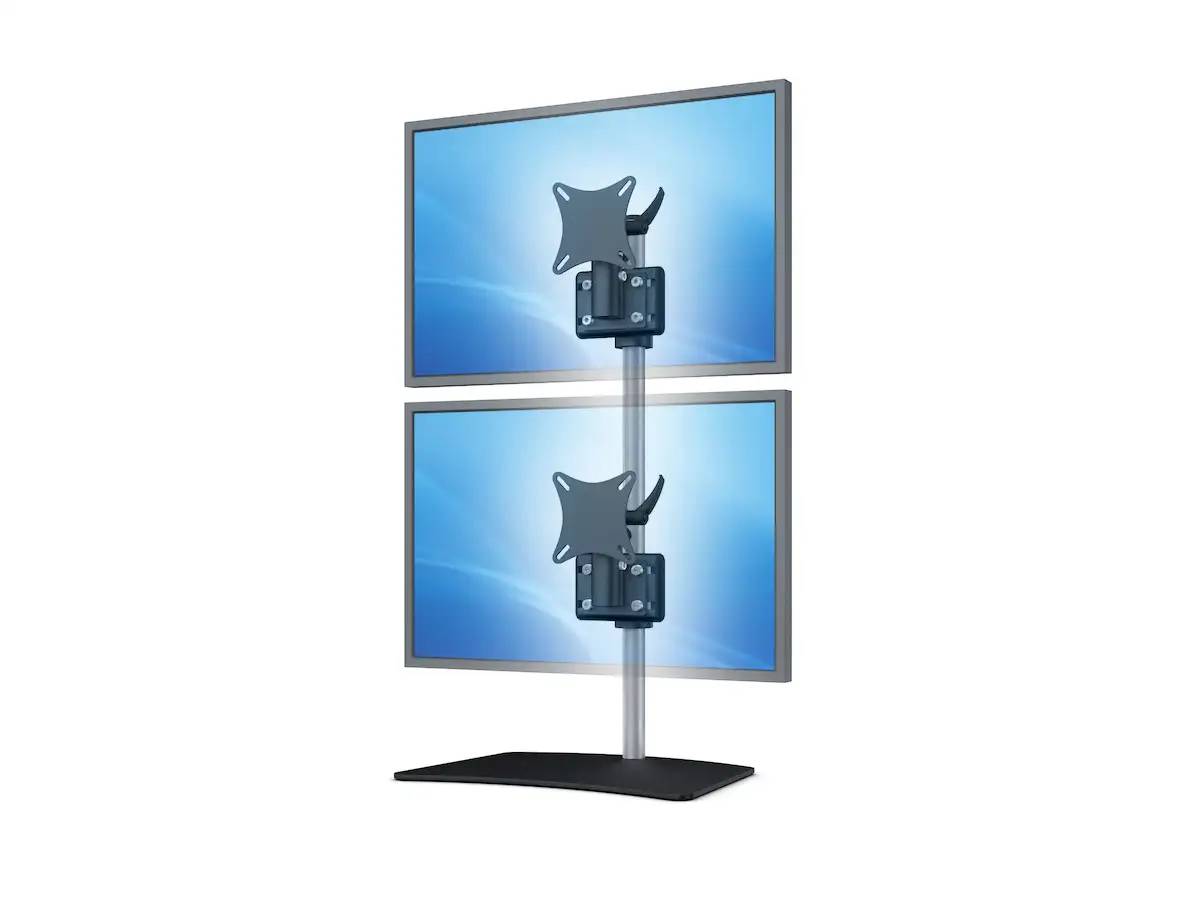 Flat-System Monitorhalter für 2 Bildschirme mit Tisch-Stand-Fuß 1+1 - 25''-32''