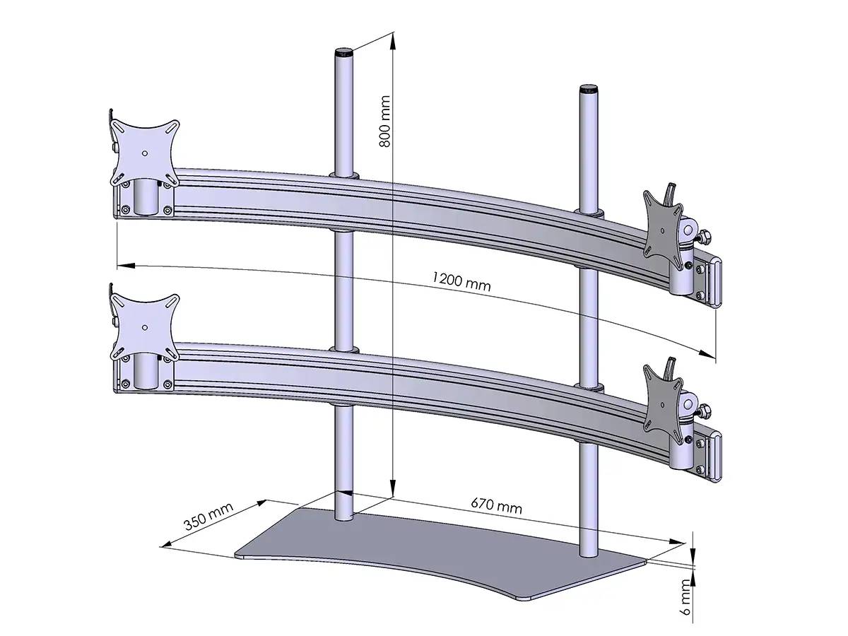 Para-System Monitorhalter für 4 Monitore mit Tisch-Stand 2+2 - 25''-32''