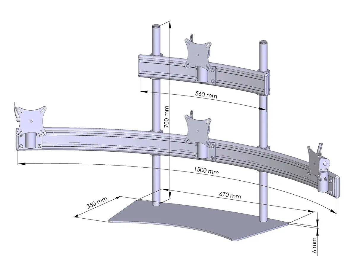Para-System Monitorhalter für 4 Monitore mit Tisch-Stand 3+1 - 20&#039;&#039;-24&#039;&#039;