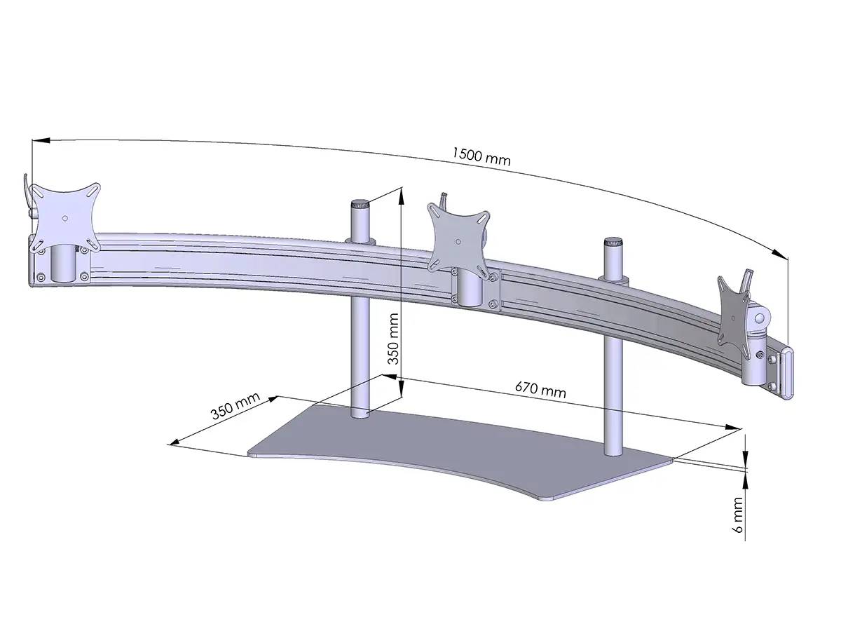 Para-System Monitorhalter für 3 Monitore mit Tisch-Stand 3er - 20''-24''