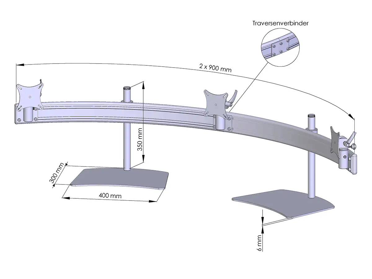Para-System Monitorhalter für 3 Monitore mit Tisch-Stand 3er - 25"-32"