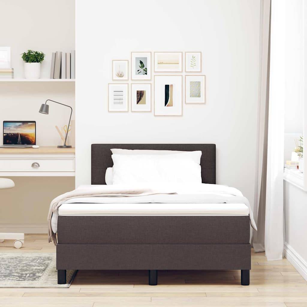 vidaXL Boxspringbett mit Kopfteil Dunkelbraun 120 x 200 cm Stoff