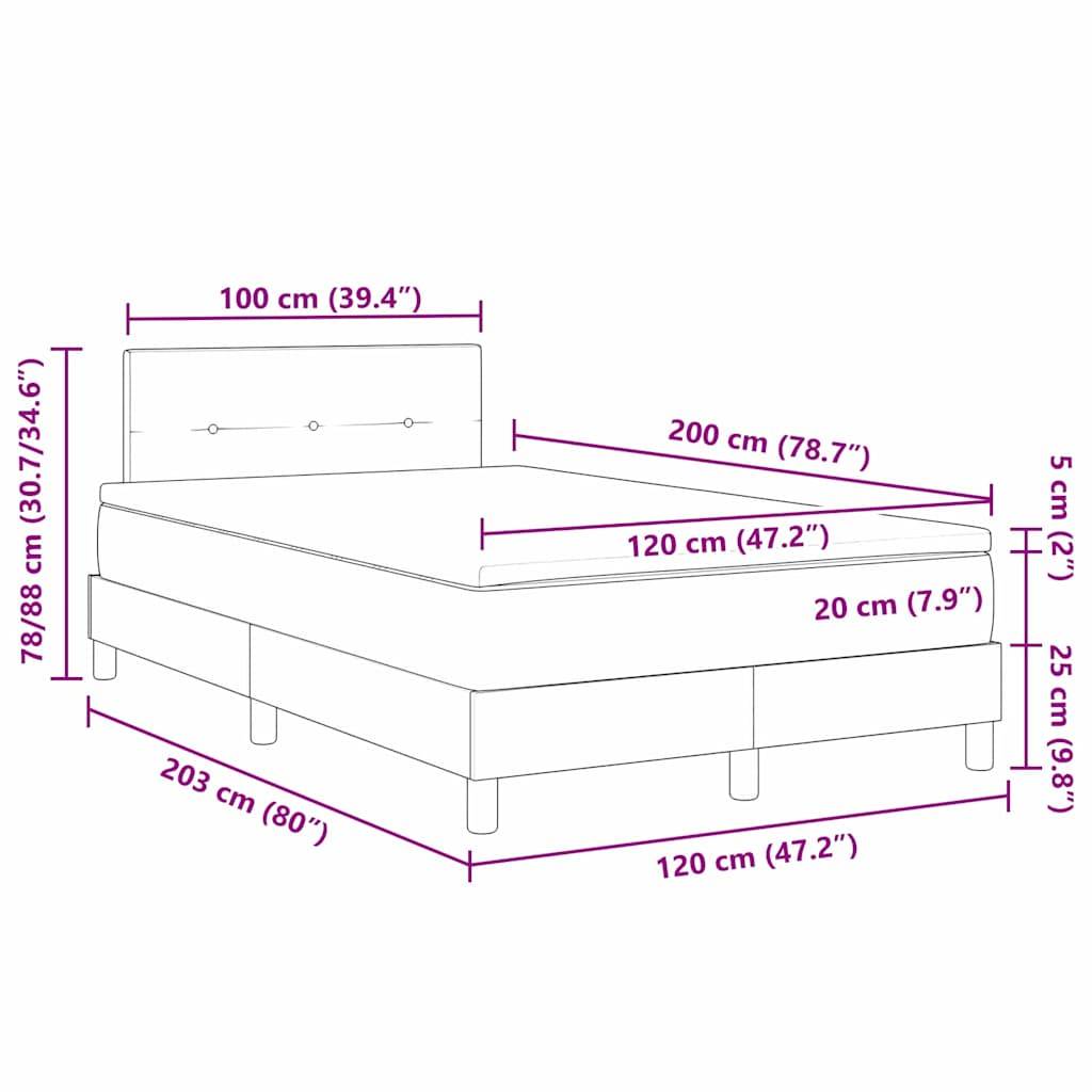 vidaXL Boxspringbett mit Kopfteil Dunkelbraun 120 x 200 cm Stoff