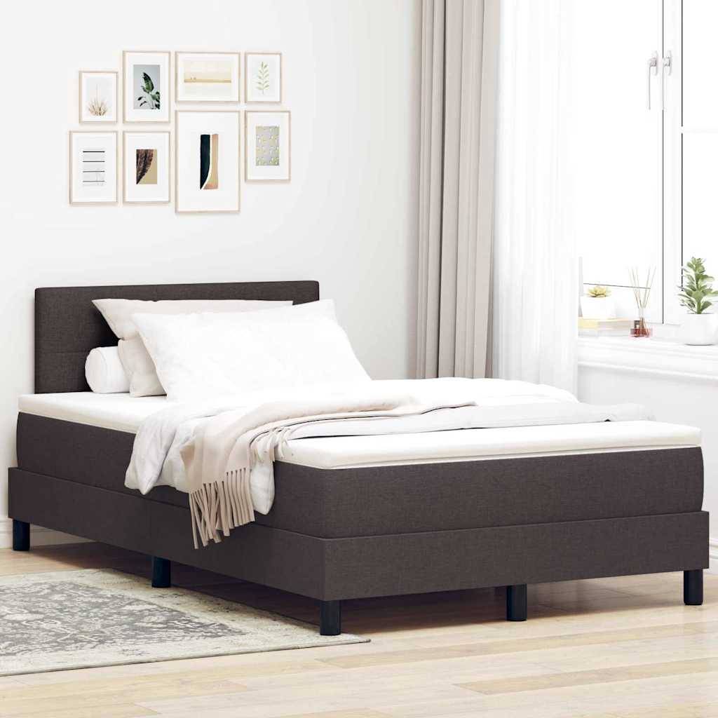 vidaXL Boxspringbett mit Kopfteil Dunkelbraun 120 x 200 cm Stoff