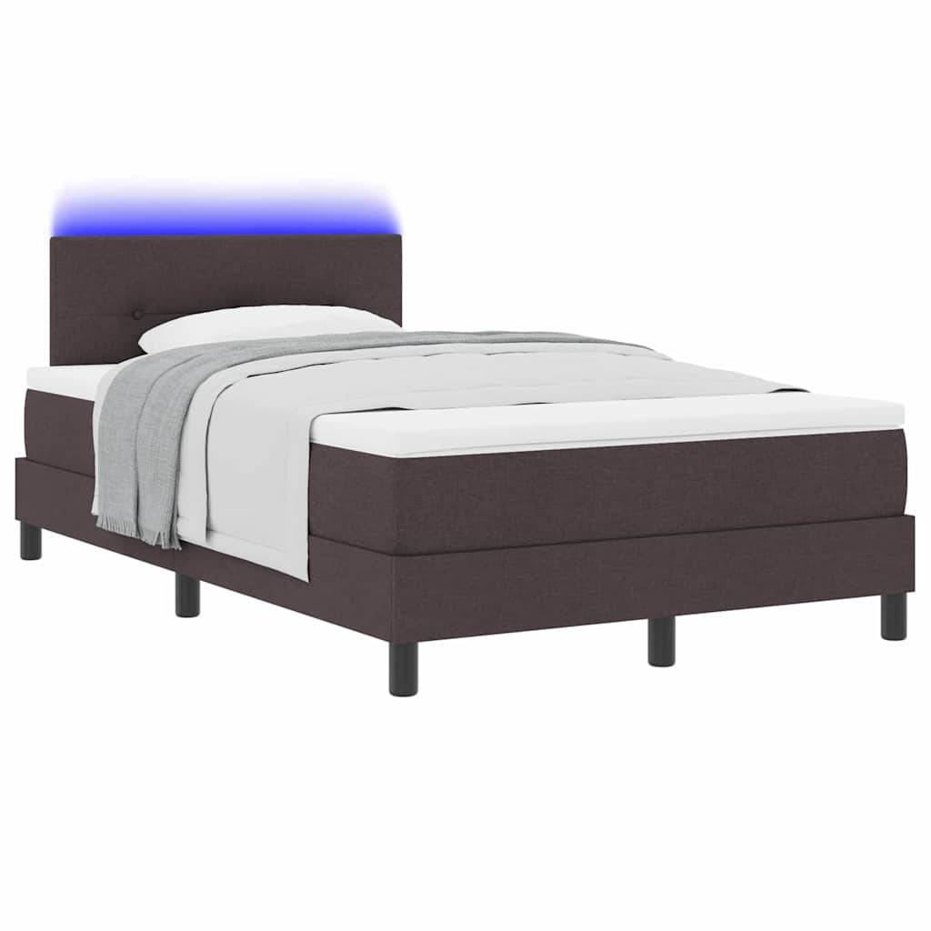 vidaXL Boxspringbett mit Kopfteil Dunkelbraun 120 x 200 cm Stoff