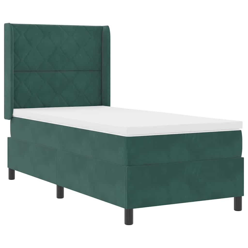 vidaXL Boxspringbett mit Kopfteil Dunkelgrün 100 x 200 cm Samt