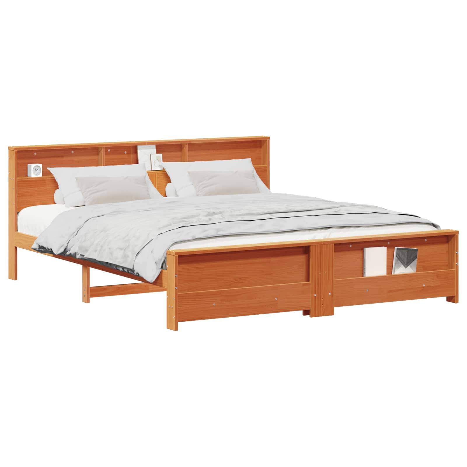 vidaXL Bettrahmen Wachsbraun 200 x 200 cm Massives Kiefernholz