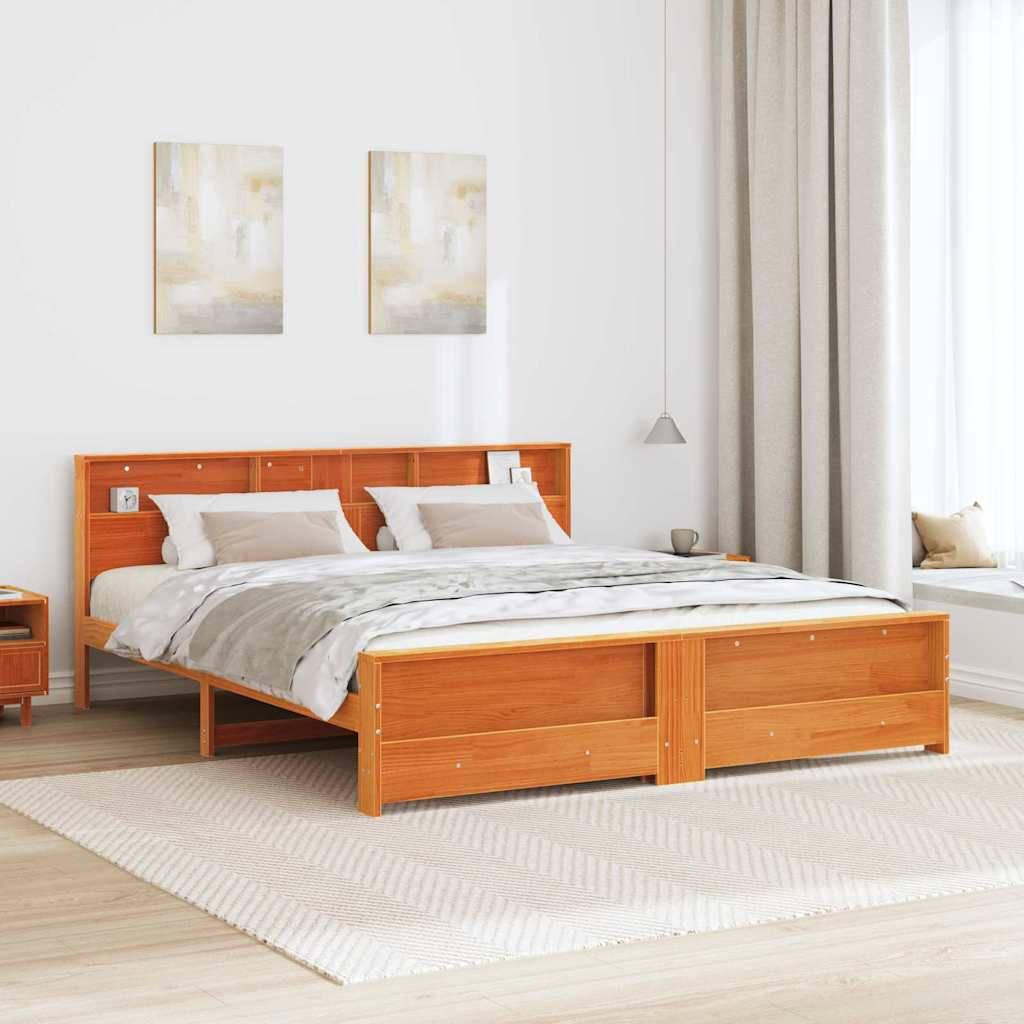vidaXL Bettrahmen Wachsbraun 200 x 200 cm Massives Kiefernholz