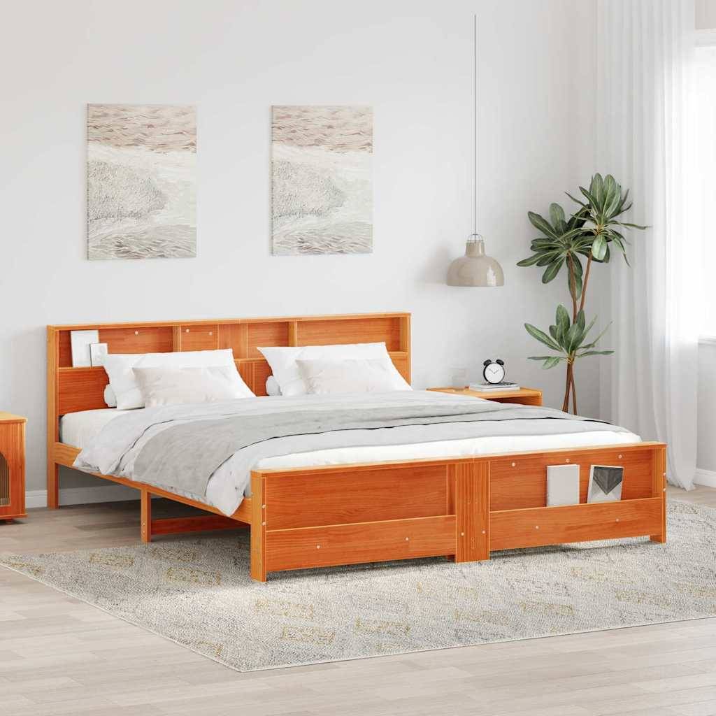 vidaXL Bettrahmen Wachsbraun 200 x 200 cm Massives Kiefernholz
