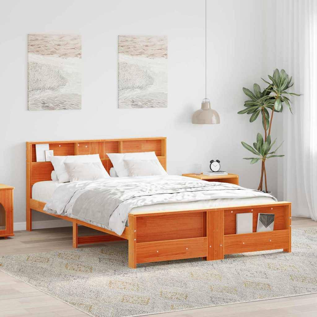 vidaXL Bettrahmen mit Kopfteil Wachsbraun 140 x 200 cm Holzwerkstoff