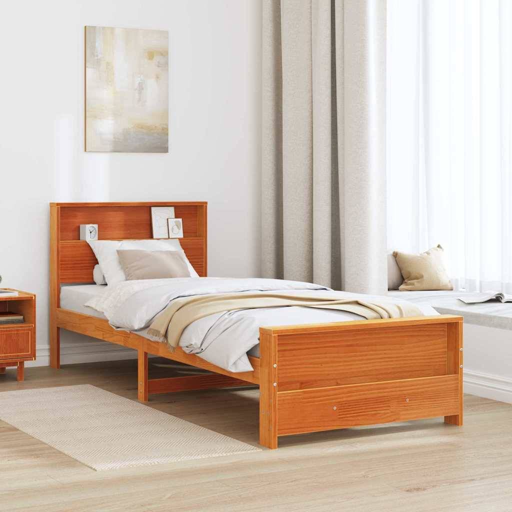 vidaXL Bettrahmen mit Kopfteil Wachsbraun 100 x 200 cm Holzwerkstoff