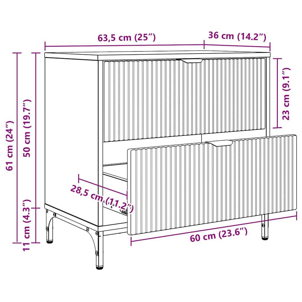 vidaXL Nachttisch Hochglanz-Weiß 63,5 x 36 x 61 cm Holzwerkstoff