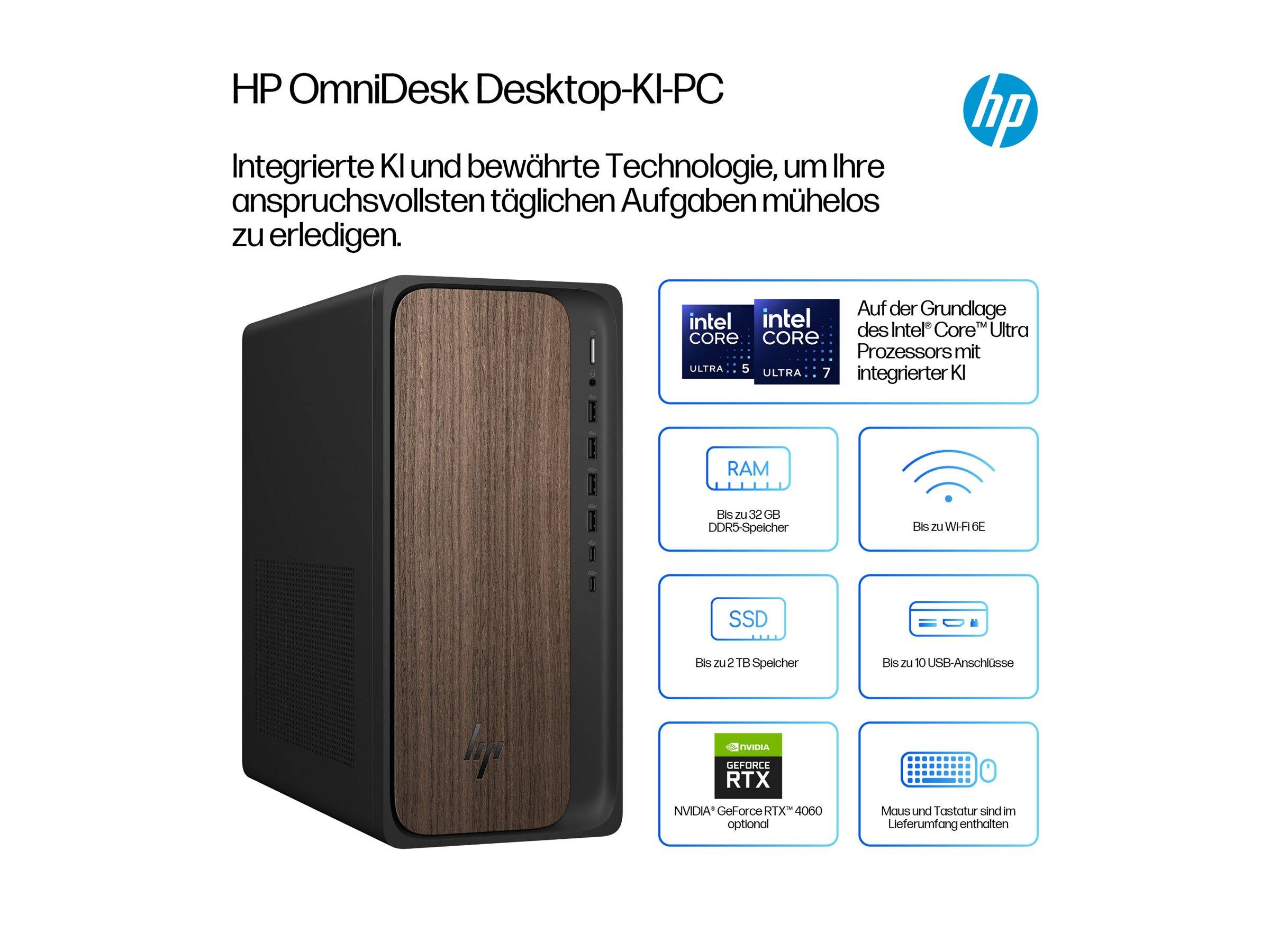 HP OmniDesk Desktop PC M03-0157ng Intel® Core Ultra 5 225, 16GB RAM, 1TB SSD,