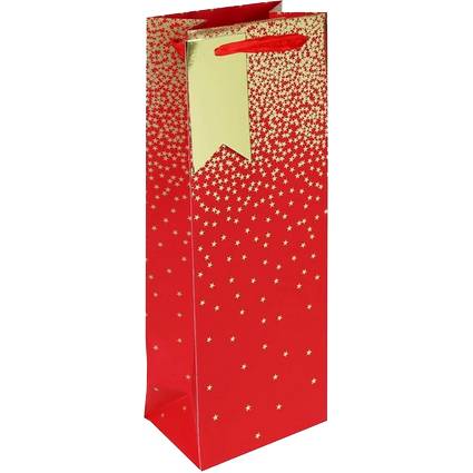 Clairefontaine Weihnachts-Flaschentüte "Sternenregen rot"