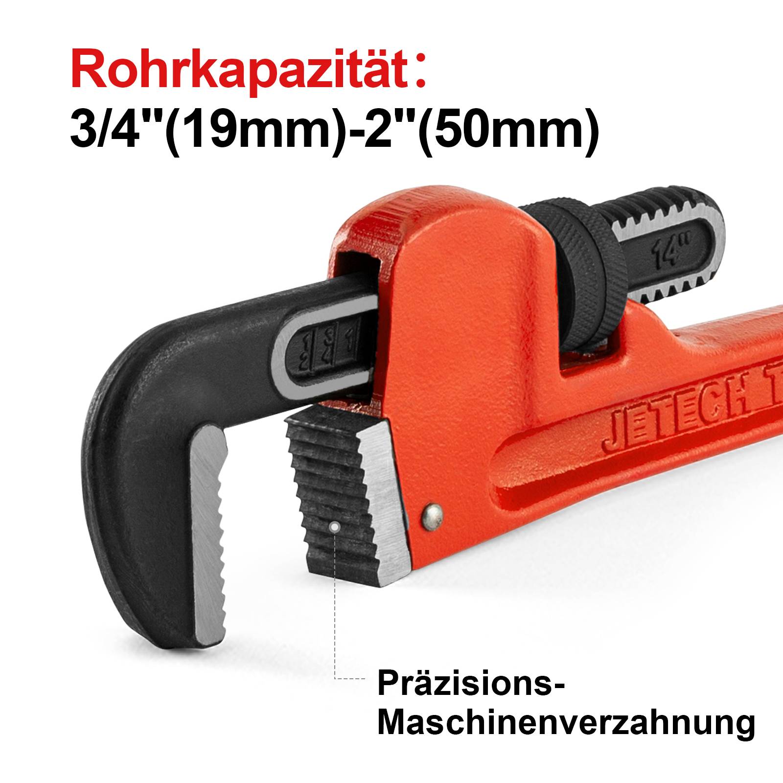 Jetech 14 Zoll (350 mm) Gerade Rohrzange