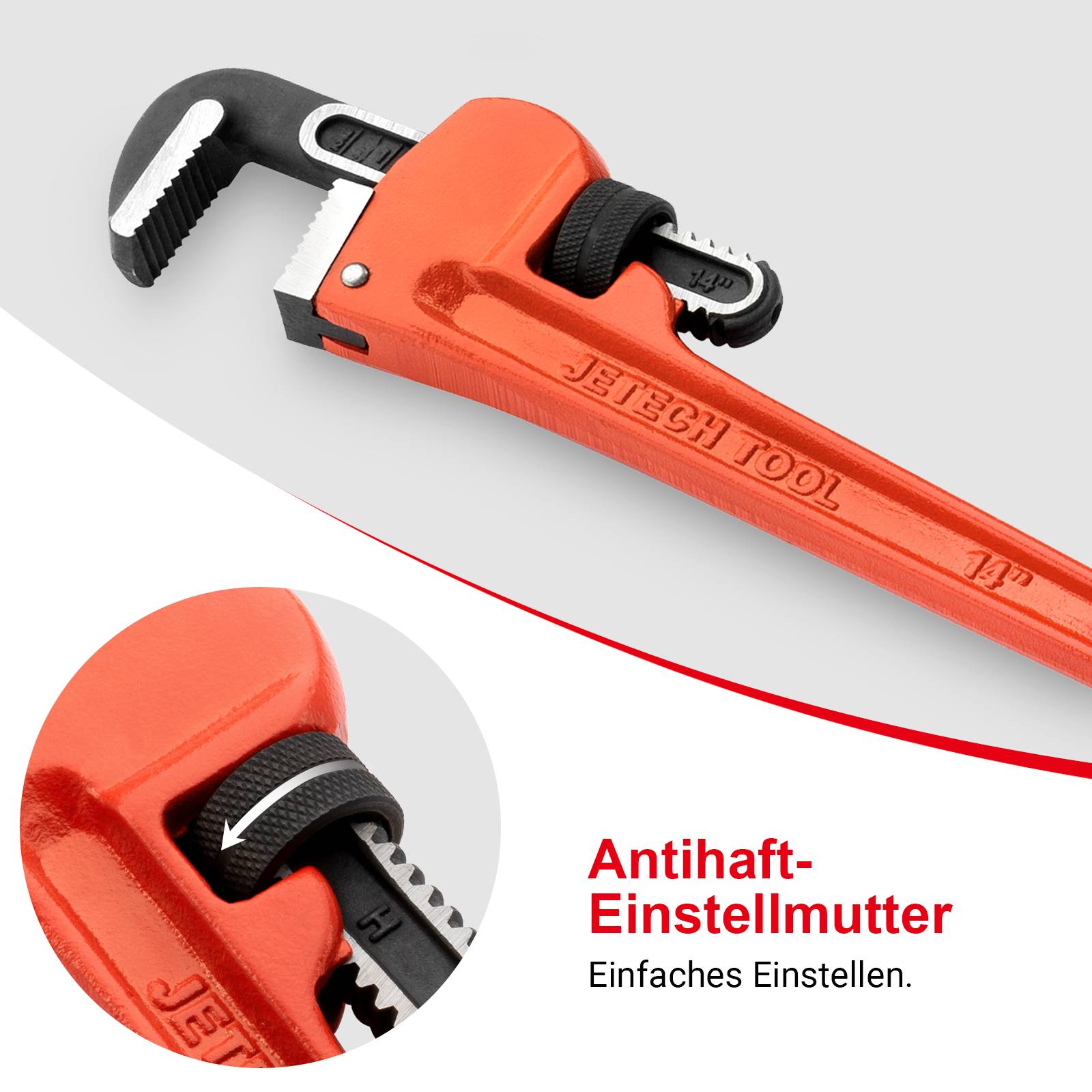 Jetech 14 Zoll (350 mm) Gerade Rohrzange