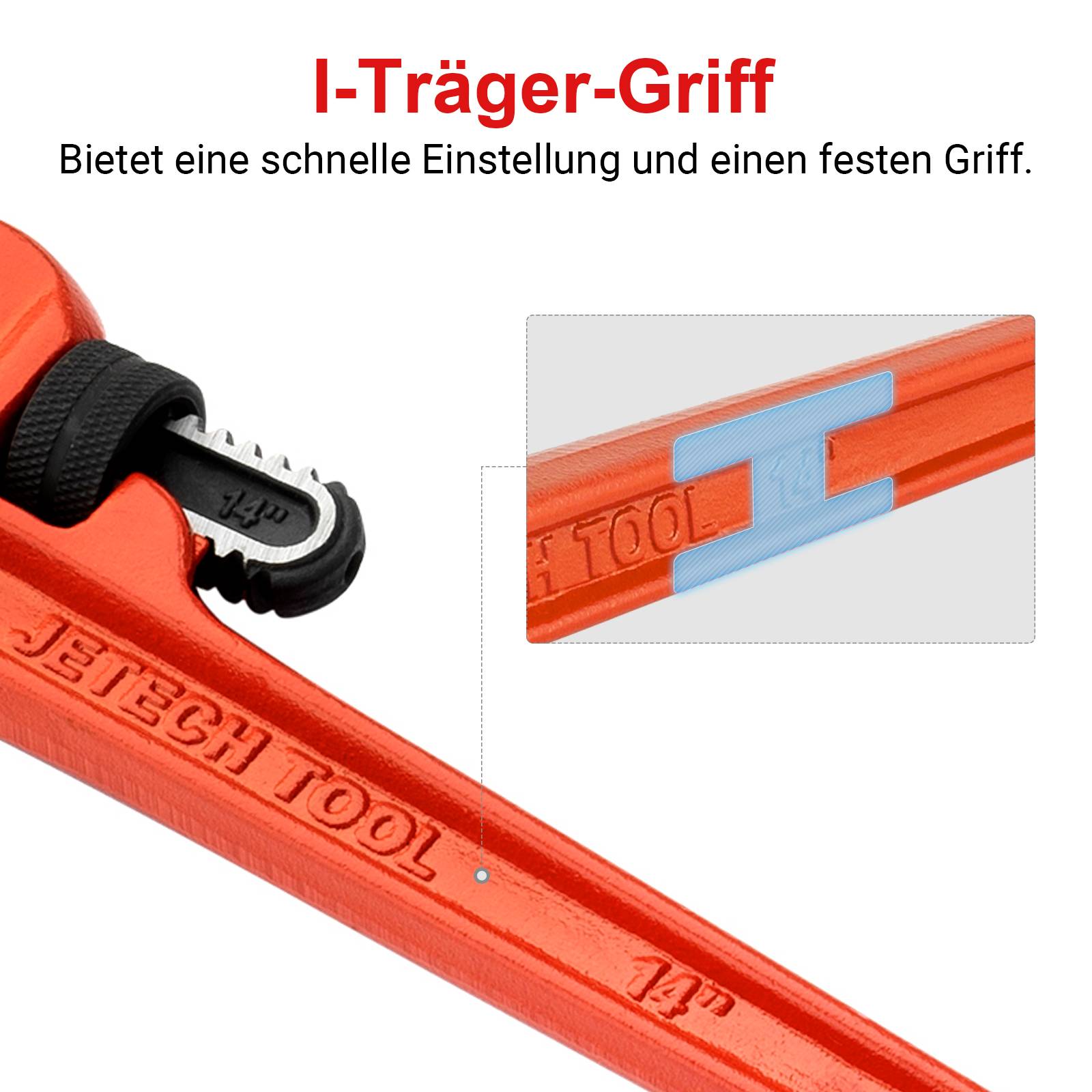 Jetech 14 Zoll (350 mm) Gerade Rohrzange