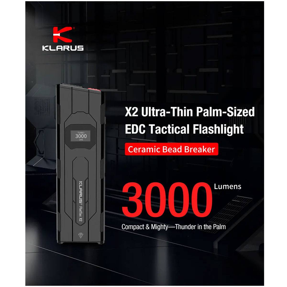 Klarus FlatTac X2 LED Taschenlampe 3000 Lumen - Schwarz