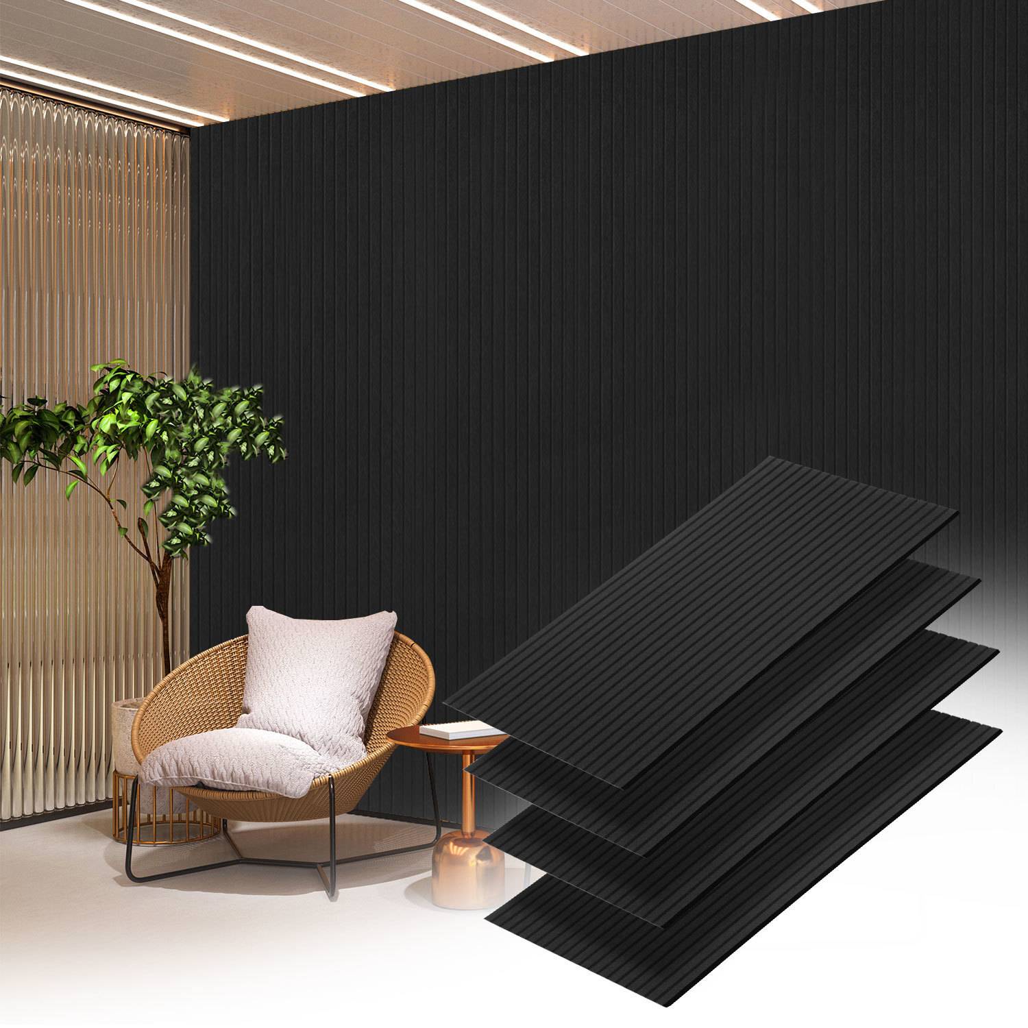 4 Stück Akustikplatten selbstklebend Schallschutzplatten Hohe Dichte Wandpaneel Schwarz