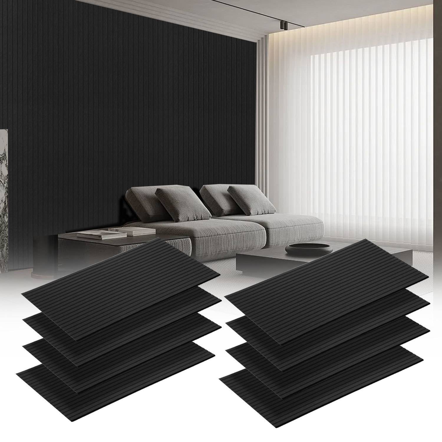 8 Stück Akustikplatten selbstklebend Schallschutzplatten Hohe Dichte Wandpaneel Schwarz