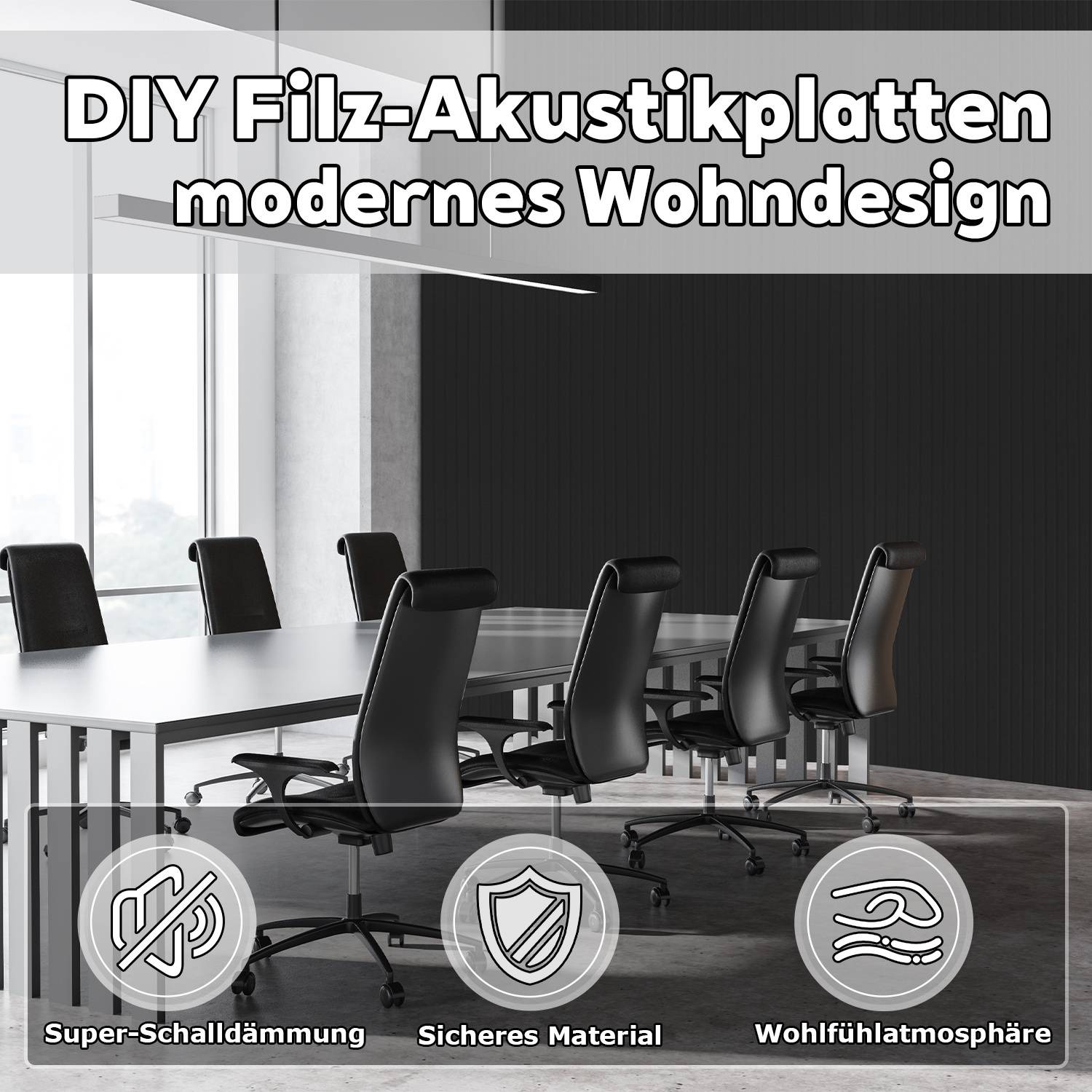 8 Stück Akustikplatten selbstklebend Schallschutzplatten Hohe Dichte Wandpaneel Schwarz