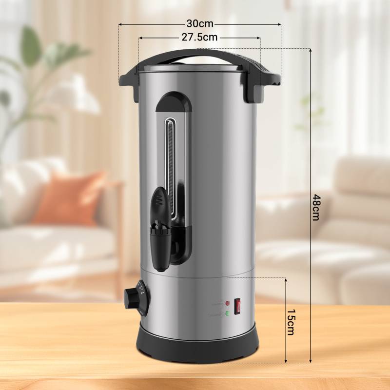 Glühweinkessel 10L Inkl. 10x Becher Glühweinkocher mit Thermostat Glühweinautomat Heißgetränkeautomat Wasserkocher Heißwasserspender Einkochauto
