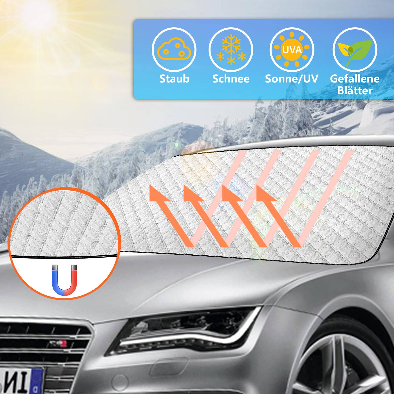 Scheibenabdeckung Auto Windschutzscheibenabdeckung Frontscheibenabdeckung Winter Scheibenabdeckung Auto Frostabdeckung Sonnenschutz