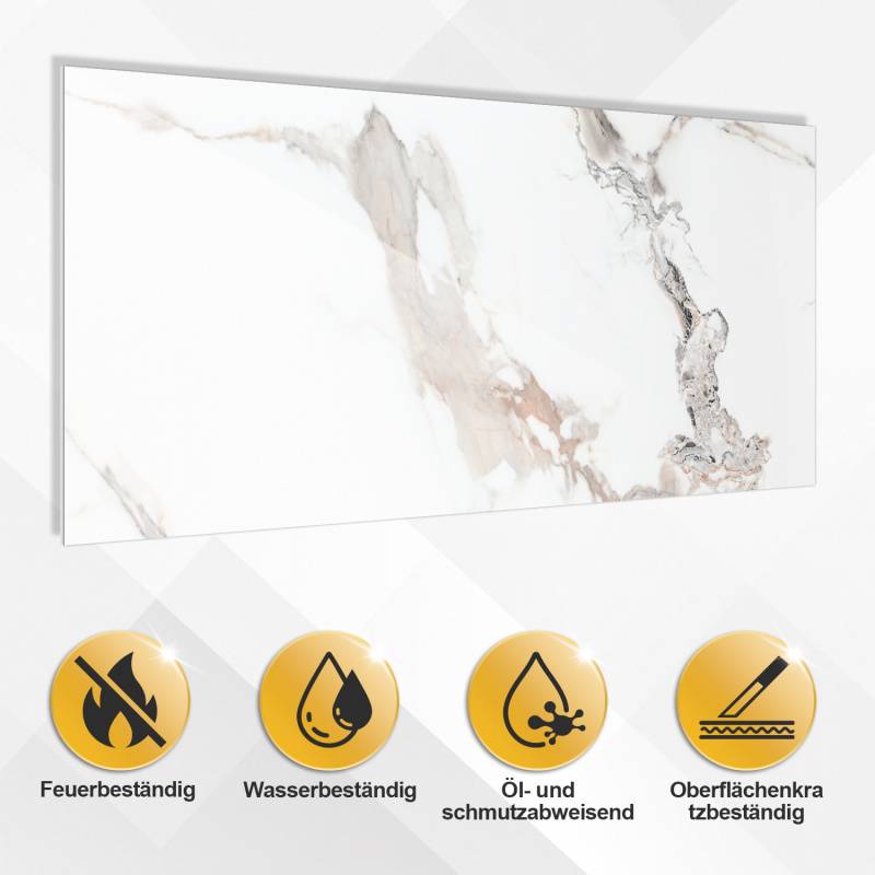 0,72m² PVC Wandverkleidung Wandpaneelen Marmoroptik, Bad & Küche , Alternative zu Fliesen & Marmor, 120x60cm, Bad & Küchenfliese, Weißgold