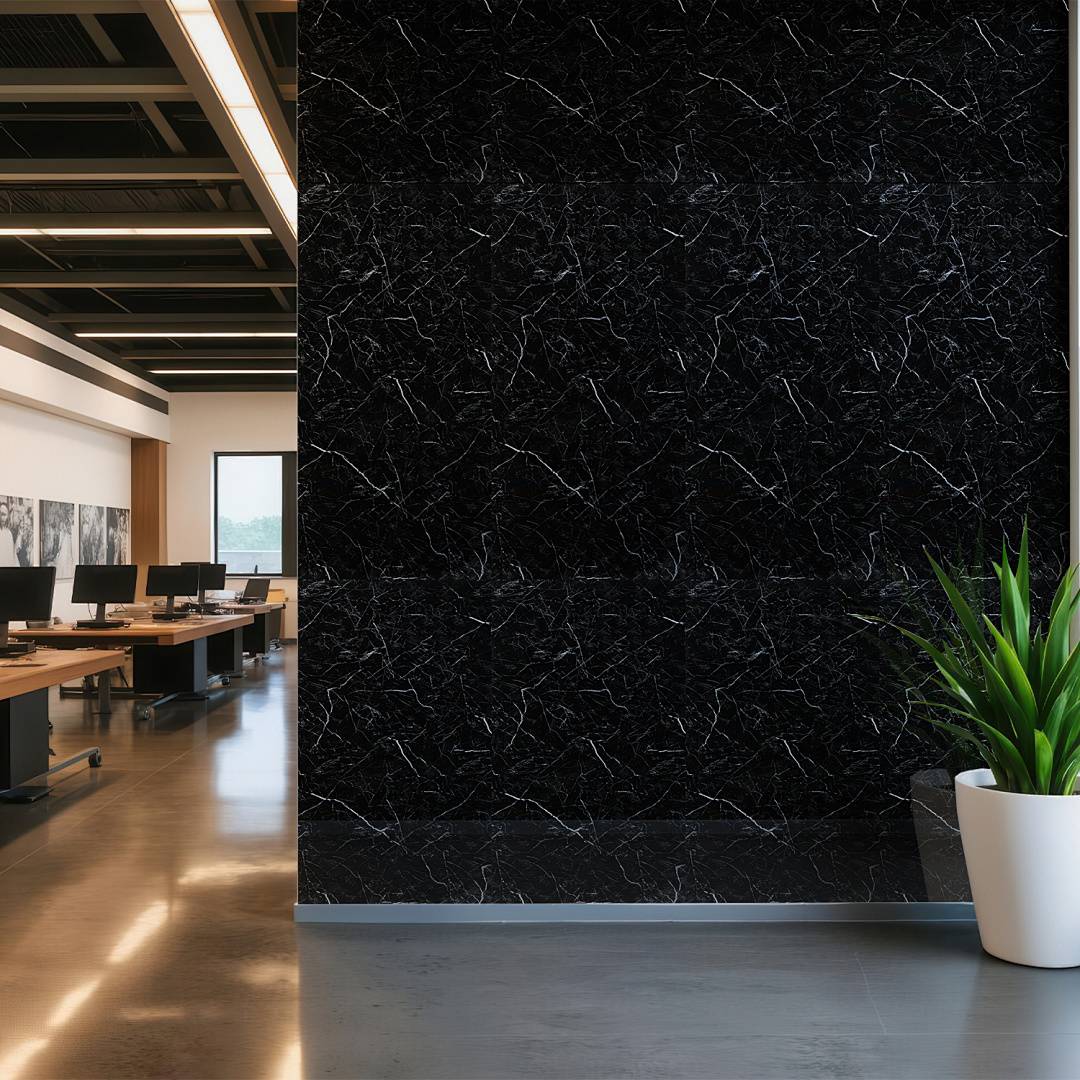 0,72m² PVC Wandverkleidung Wandpaneelen Marmoroptik, Bad &amp; Küche , Alternative zu Fliesen &amp; Marmor, 120x60cm, Bad &amp; Küchenfliese, Schwarz