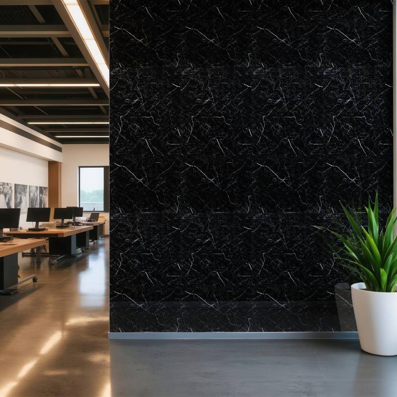 0,72m² PVC Wandverkleidung Wandpaneelen Marmoroptik, Bad & Küche , Alternative zu Fliesen & Marmor, 120x60cm, Bad & Küchenfliese, Schwarz
