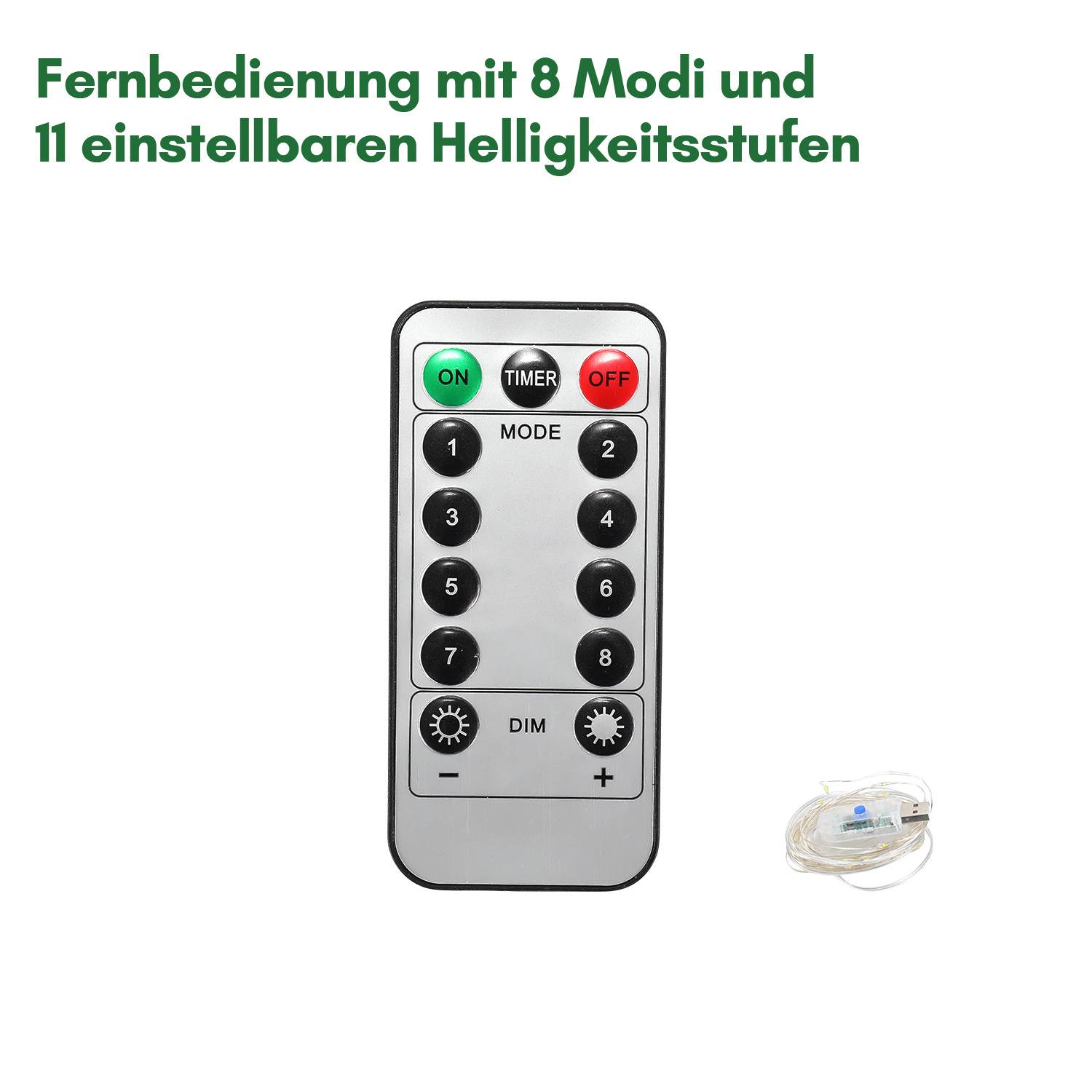 Weihnachtsgirlande mit Beleuchtung Lichterkette Deko 100 LEDs Innen Außen Grün 5M mit dekorativen mit Fernbedienung