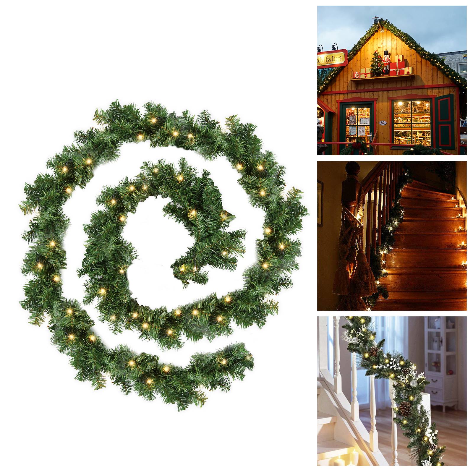 Weihnachtsgirlande mit 100 LEDs Innen Außen 5M Weihnachtsdeko Weihnachten Girlande Warmweiß