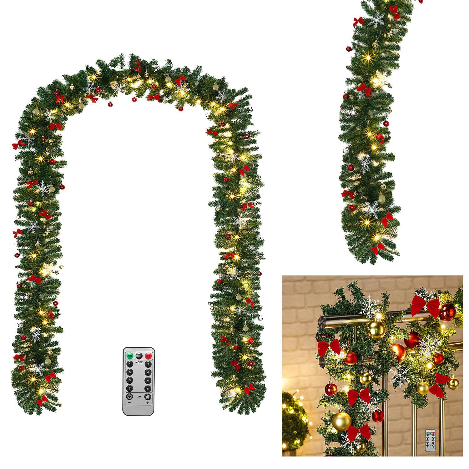 Weihnachtsgirlande mit 100 LEDs Innen Außen 5M mit dekorativen mit Fernbedienung