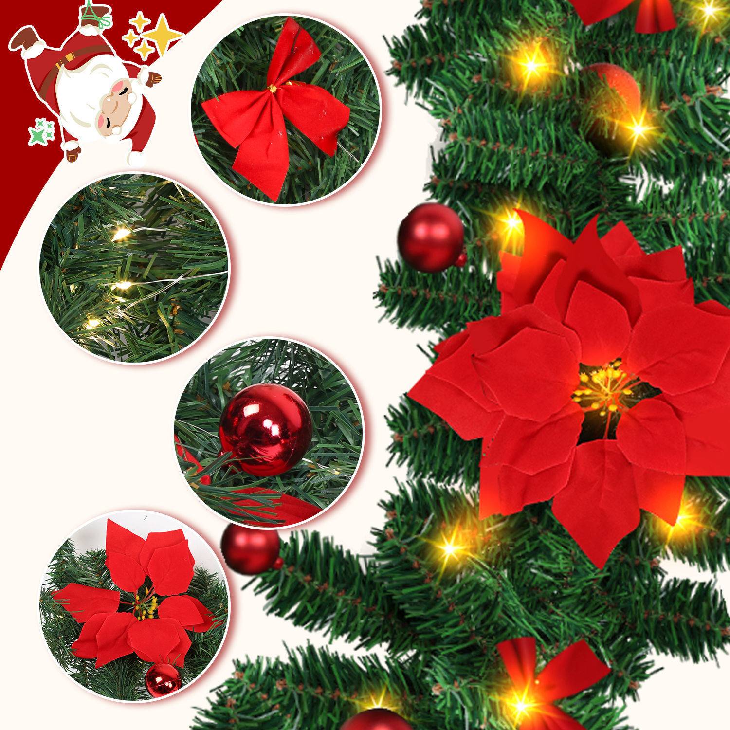 Weihnachtsgirlande langlebige und vielseitige Weihnachtsdekoration Weihnachten Deko Rot