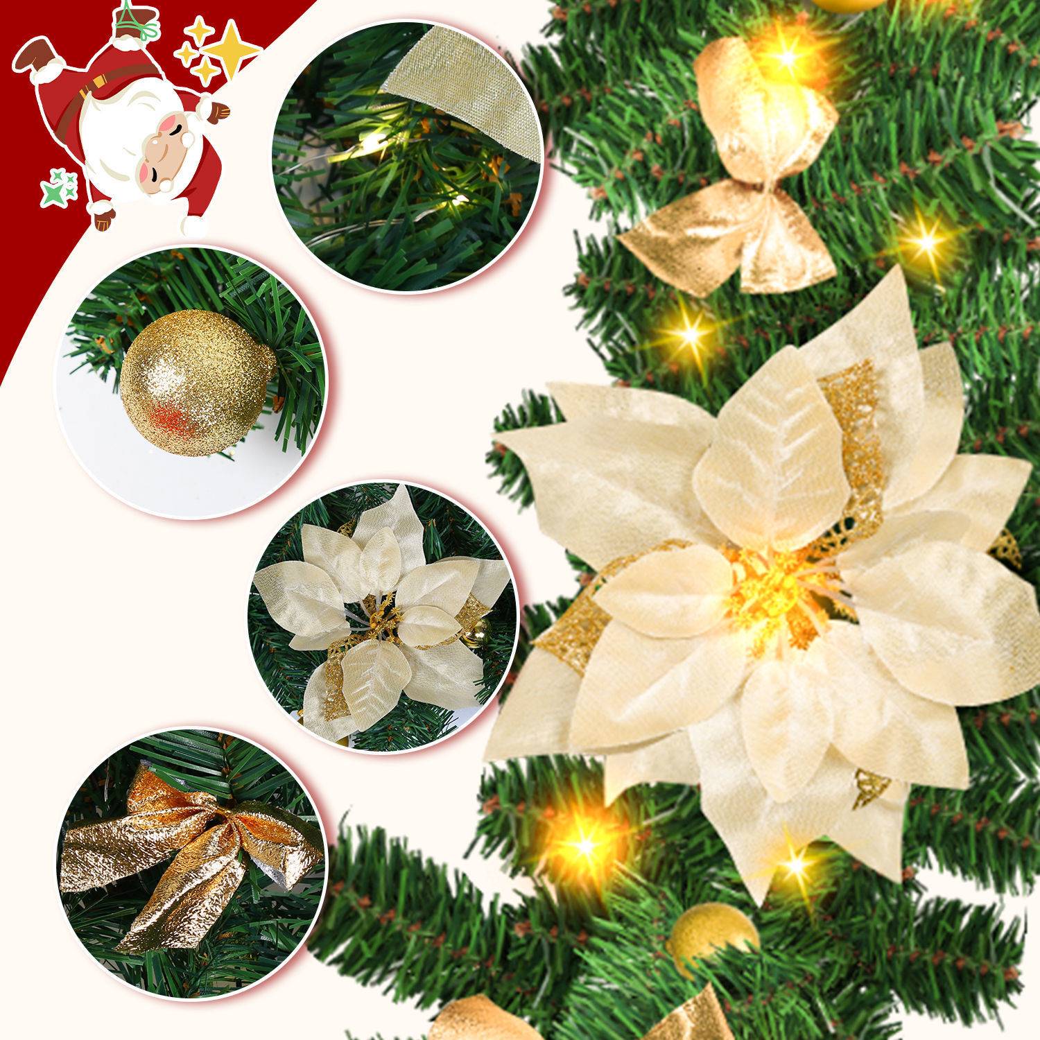 Weihnachtsgirlande langlebige und vielseitige Weihnachtsdekoration Weihnachten Deko Gold