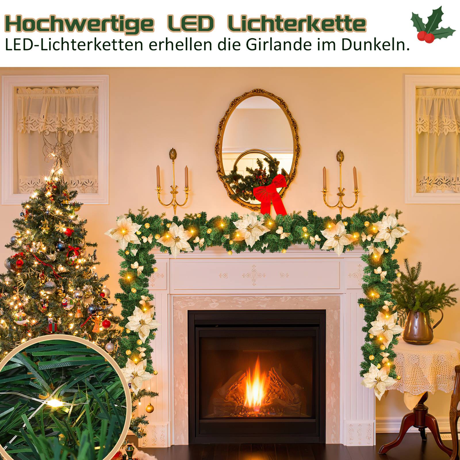 Weihnachtsgirlande langlebige und vielseitige Weihnachtsdekoration Weihnachten Deko Gold