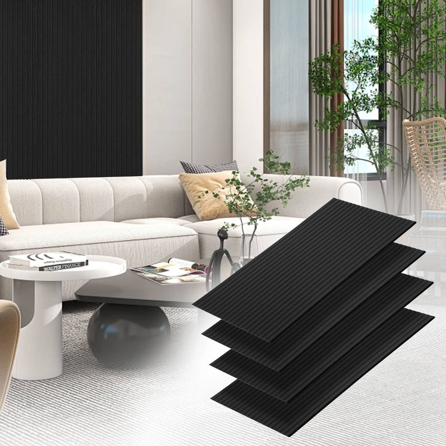 4 Stück Akustikplatten selbstklebend Schallschutzplatten Hohe Dichte Wandpaneel Schwarz
