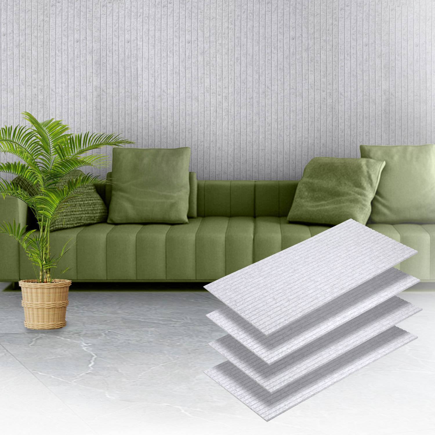 4 Stück Akustikplatten selbstklebend Schallschutzplatten Hohe Dichte Wandpaneel Hellgrau