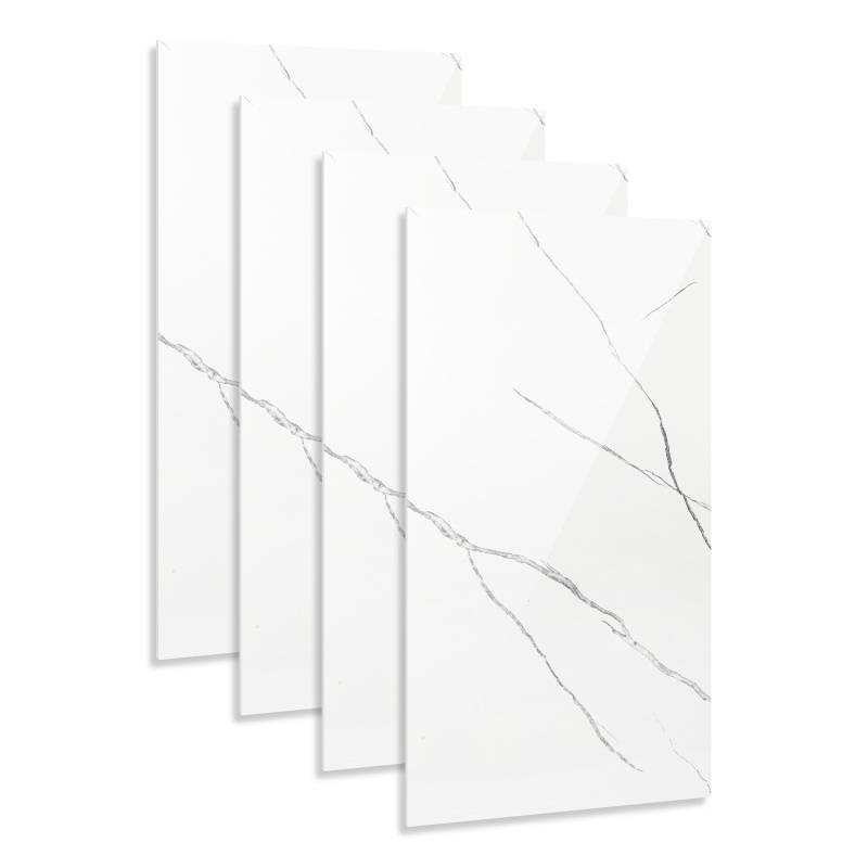 0,72m² PVC Wandverkleidung Wandpaneelen Marmoroptik, Bad & Küche , Alternative zu Fliesen & Marmor, 120x60cm, Bad & Küchenfliese, Weiß