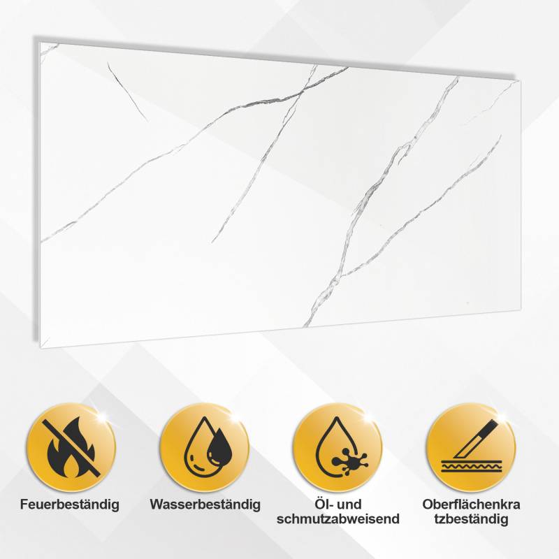 0,72m² PVC Wandverkleidung Wandpaneelen Marmoroptik, Bad & Küche , Alternative zu Fliesen & Marmor, 120x60cm, Bad & Küchenfliese, Weiß