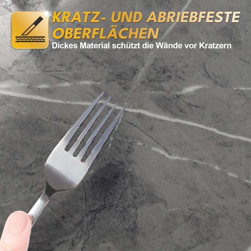 10x Fliesenaufkleber grau Marmor, 60 x 30 cm, Küchenrückwand, Selbstklebende Fliesen, Klebefliesen Küche Wandpaneele für Wanddeko Schlafzimmer Woh