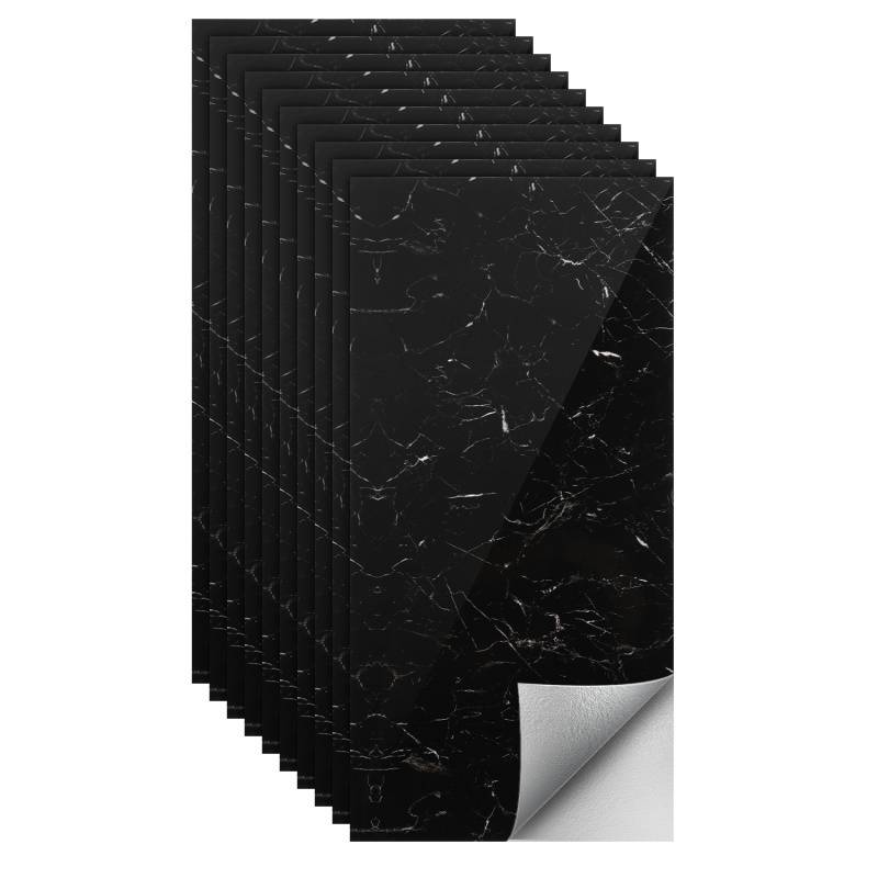 10x Fliesenaufkleber grau Marmor, 60 x 30 cm, Küchenrückwand, Selbstklebende Fliesen, Klebefliesen Küche Wandpaneele für Wanddeko Schlafzimmer Woh