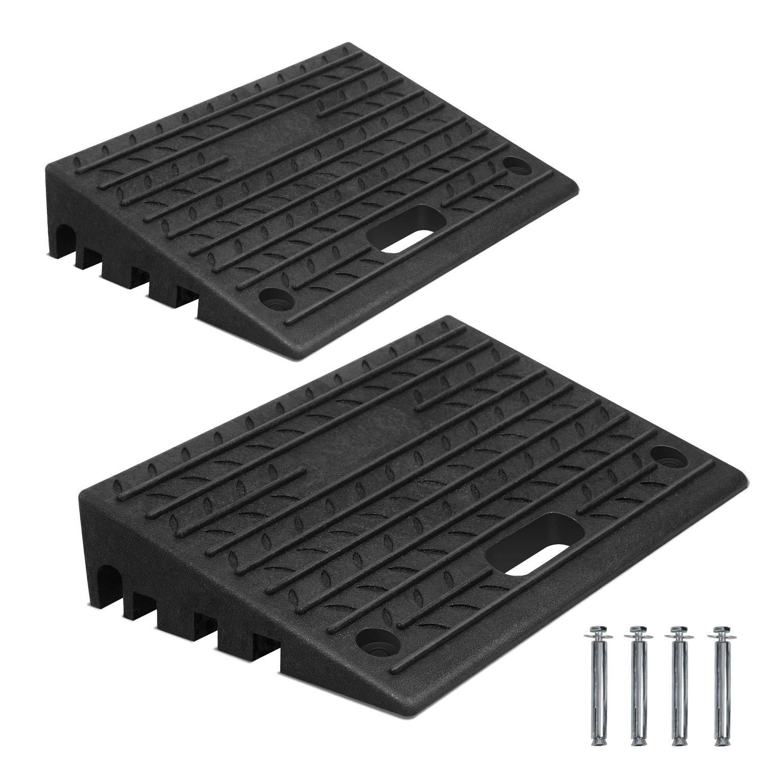 2x Bordsteinrampe Gummi mit Griffen Auffahrrampen Schwellenrampe Tragbar Rollstuhlrampe 49x30x11cm Rutschfest für Rollator Rollstuhl