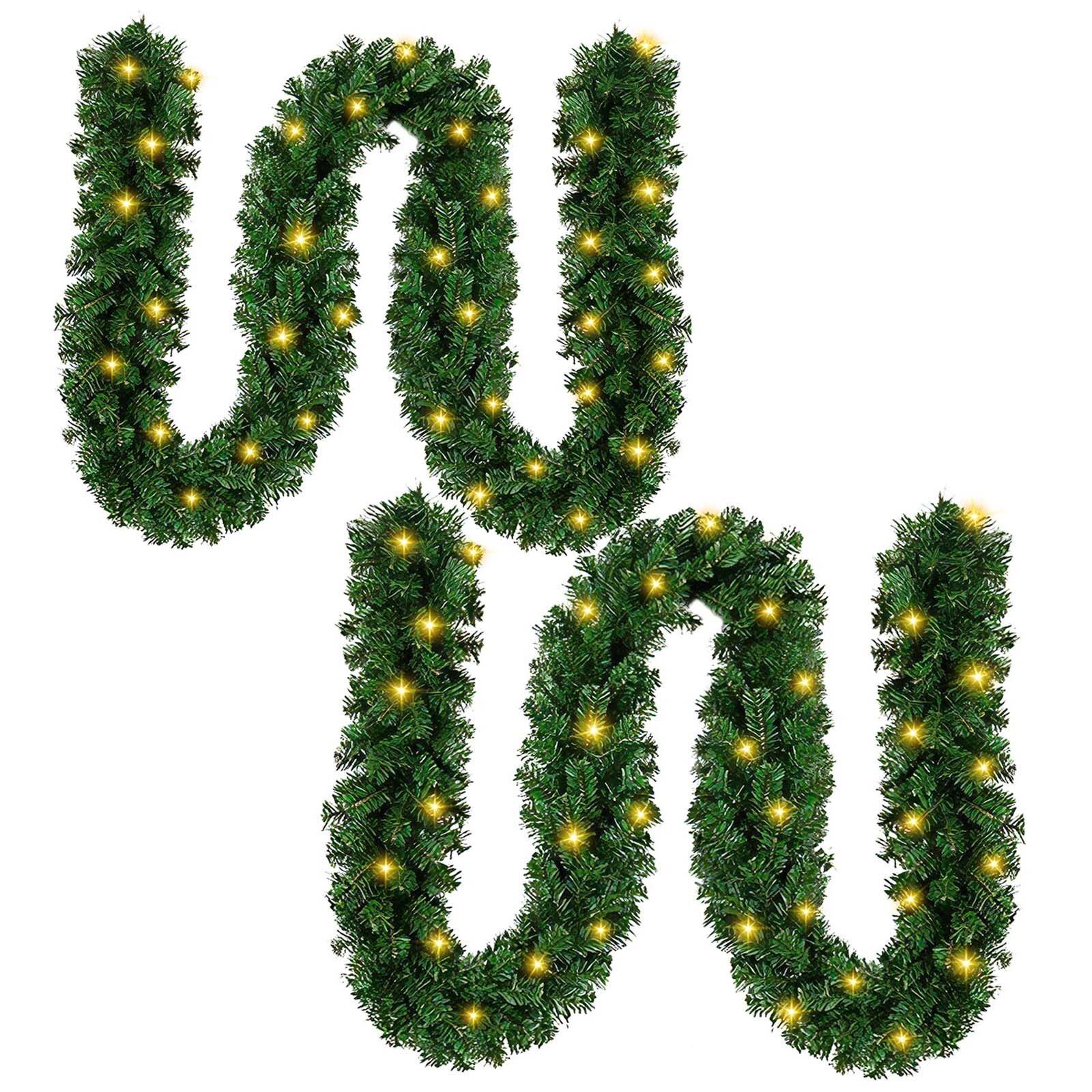 Weihnachtsgirlande mit integrierter Lichterkette mit Beleuchtung 5 m grün mit 100 LEDs