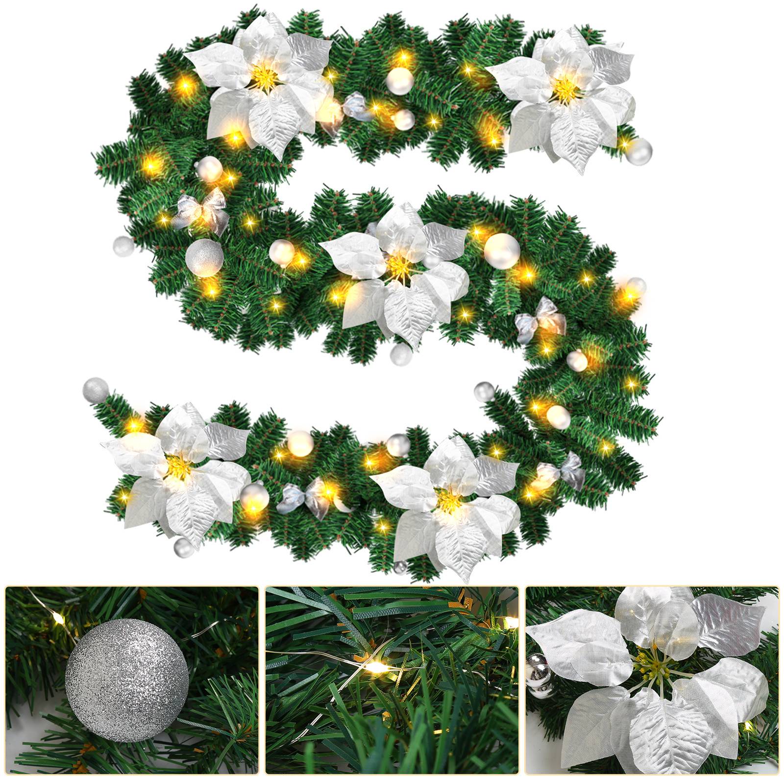 Weihnachtsgirlande langlebige und vielseitige Weihnachtsdekoration Weihnachten Deko Silver