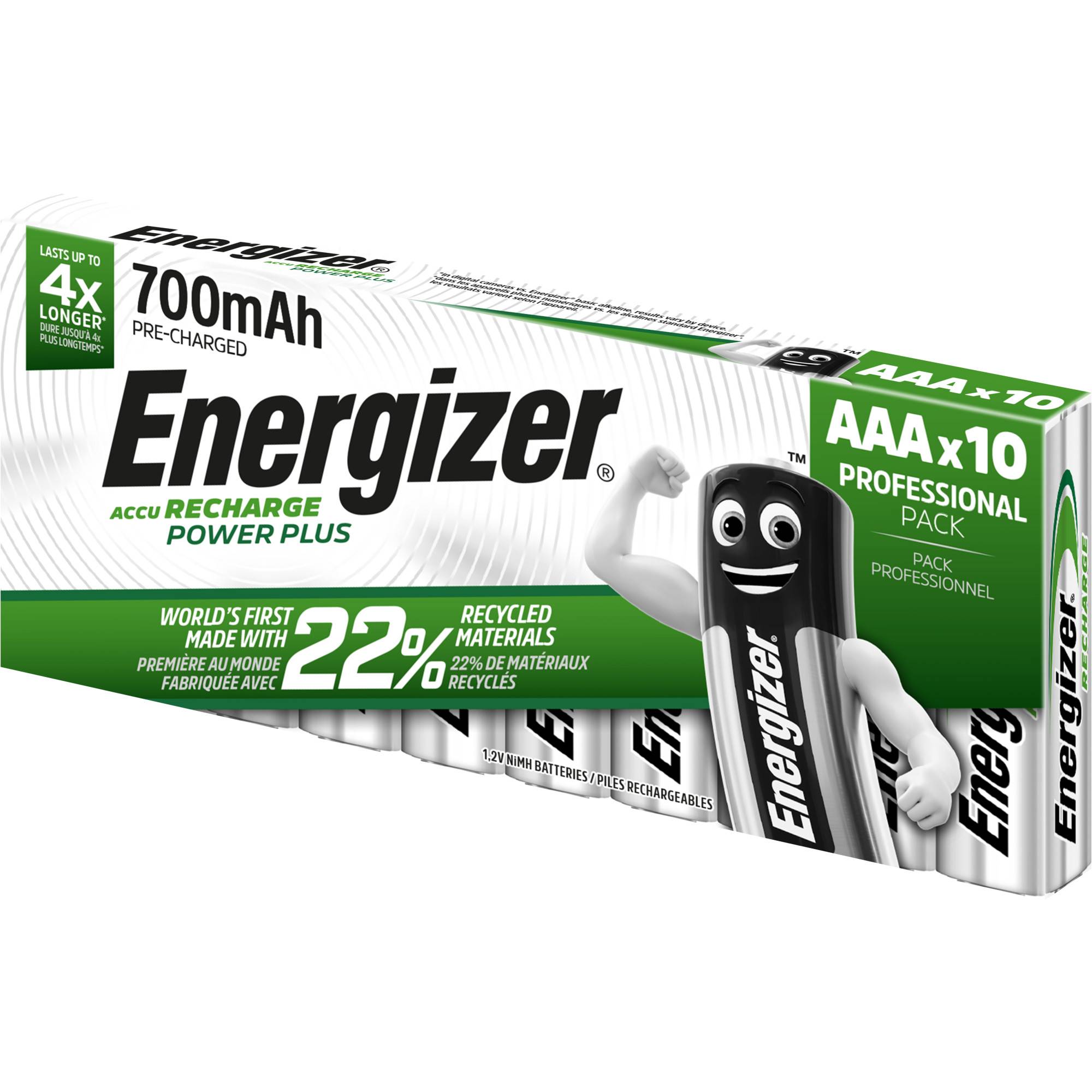 12x Energizer PowerPlus Akku HR03-​AAA-Micro 700 mAH Pre-​Charged - 10er Pack