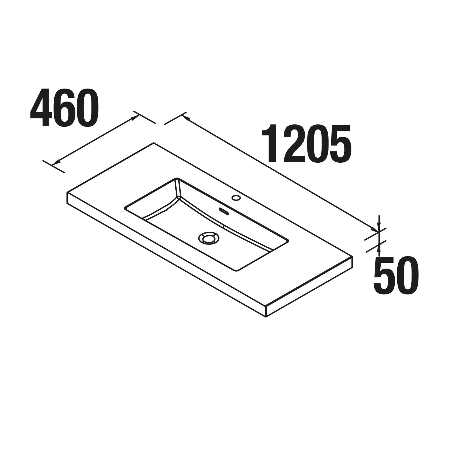 Salgar Waschtisch TOSCANA 1205 MINERALGUSS WEIß 1205 x 50 x 460 mm