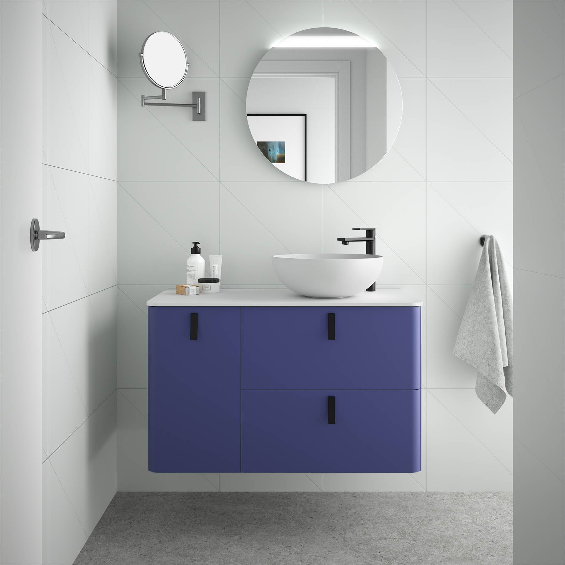 Salgar Schrank wandhängend UNIIQ 900 links Azul Altamar Badmöbel